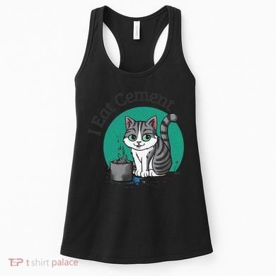 I Eat Cement Cursed Cat Funny Oddly Specific Dank Meme Women's Tank Top