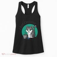 I Eat Cement Cursed Cat Funny Oddly Specific Dank Meme Women's Tank Top thumb 0