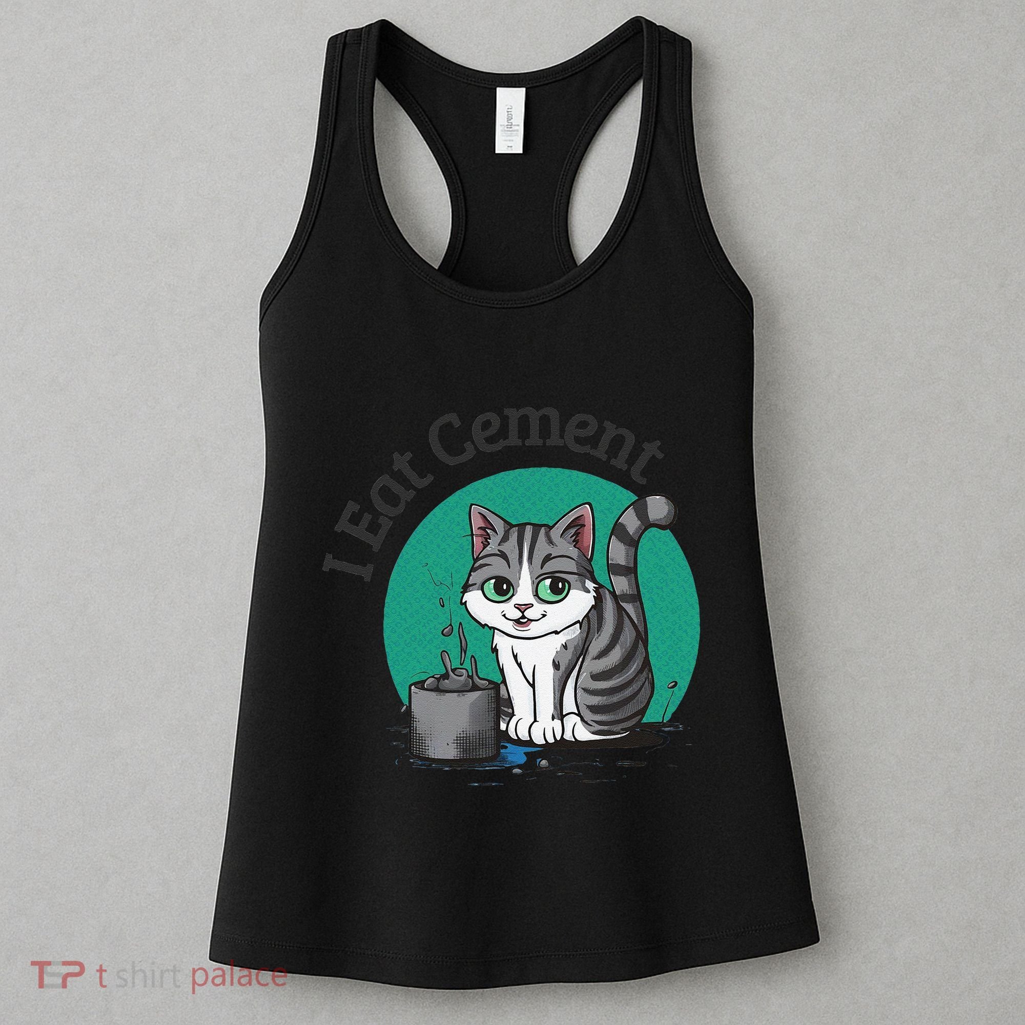 I Eat Cement Cursed Cat Funny Oddly Specific Dank Meme Women's Tank Top