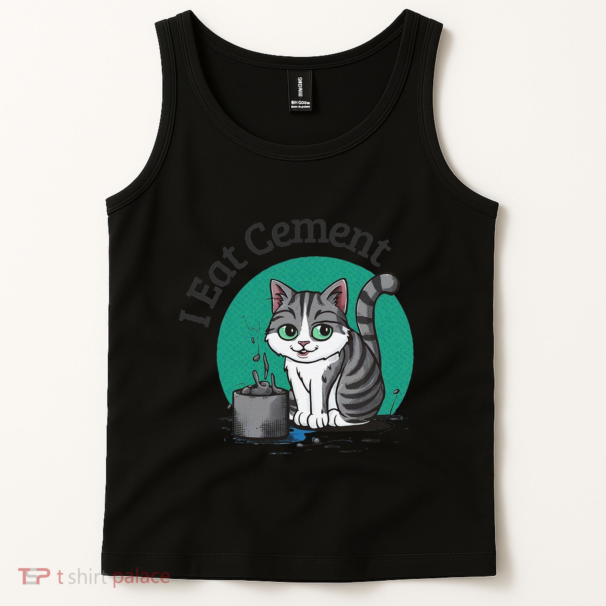 I Eat Cement Cursed Cat Funny Oddly Specific Dank Meme Tank Top