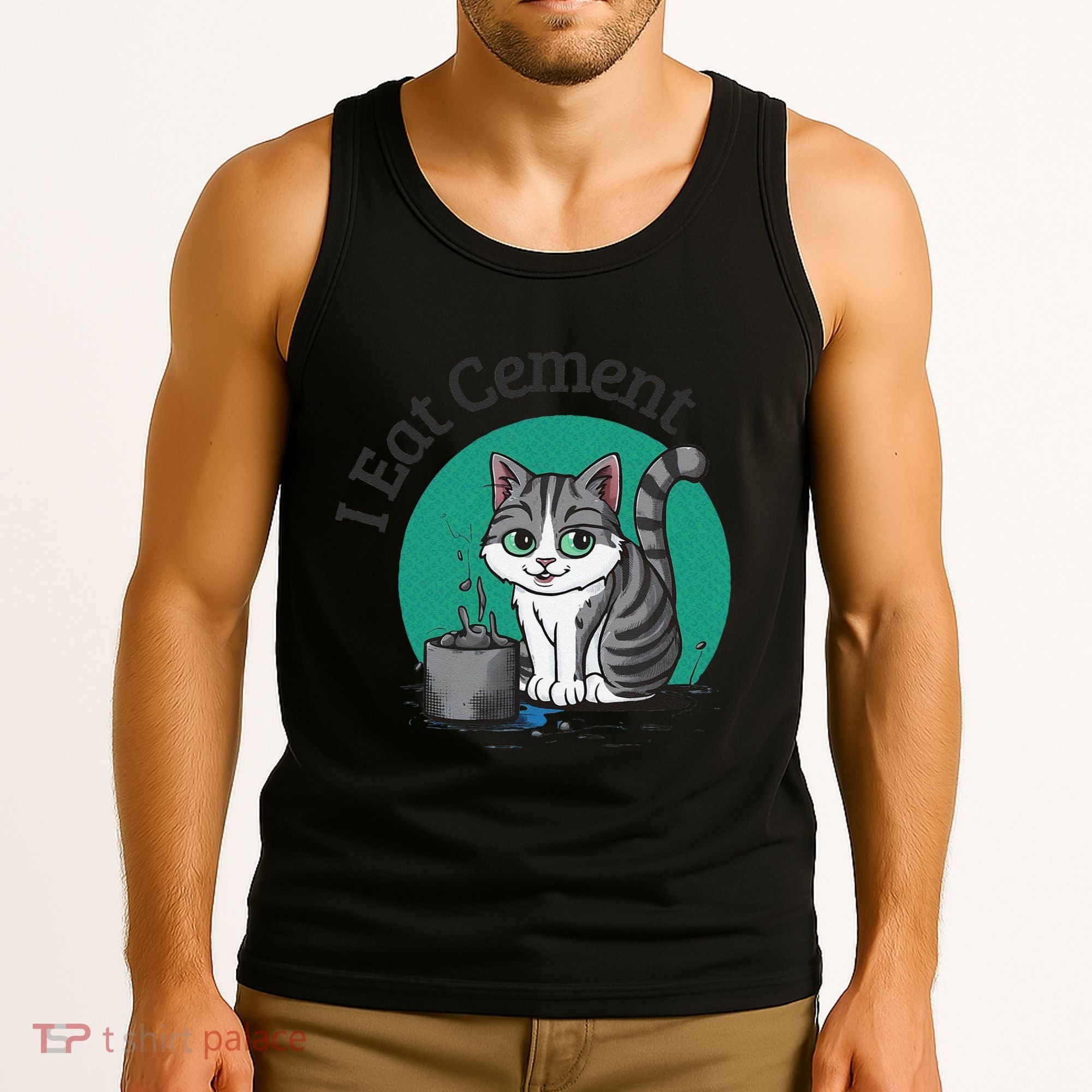 I Eat Cement Cursed Cat Funny Oddly Specific Dank Meme Tank Top