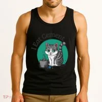 I Eat Cement Cursed Cat Funny Oddly Specific Dank Meme Tank Top thumb 3