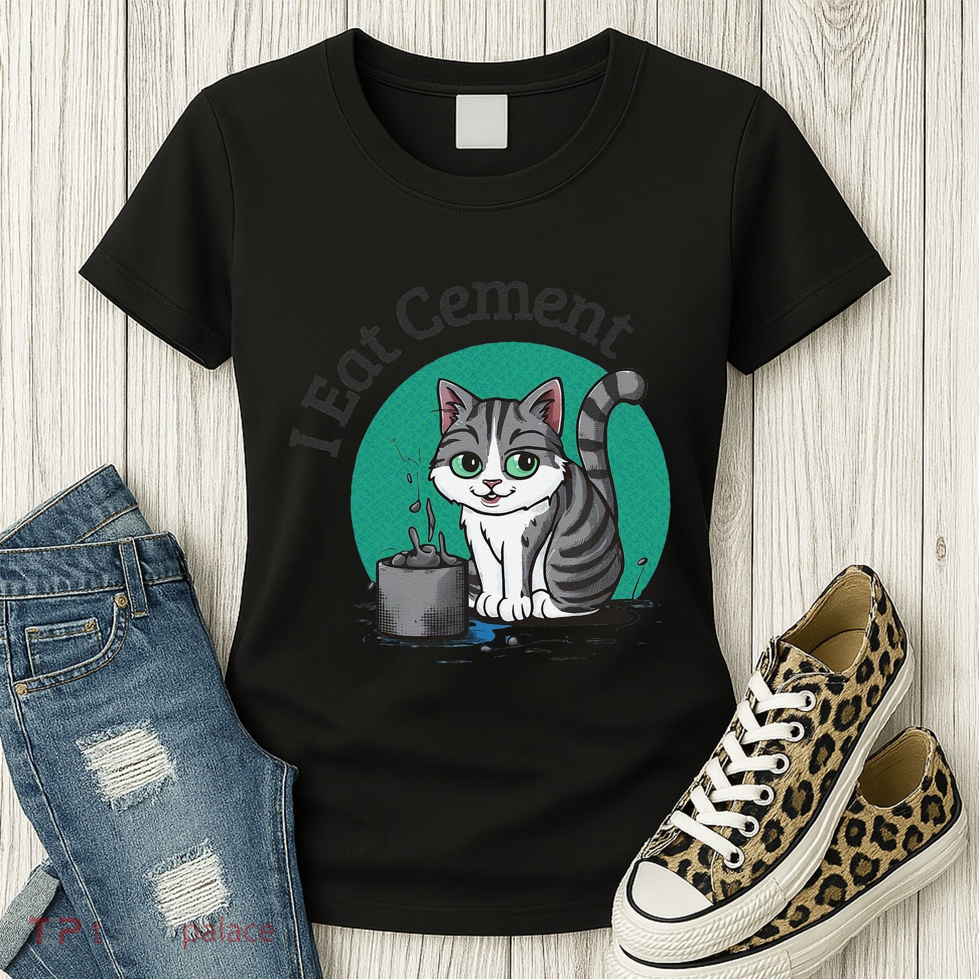 I Eat Cement Cursed Cat Funny Oddly Specific Dank Meme Women's T-Shirt