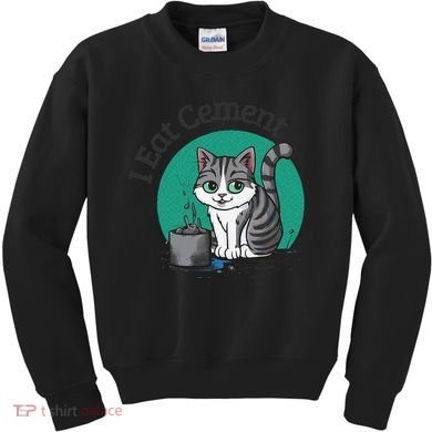 I Eat Cement Cursed Cat Funny Oddly Specific Dank Meme Kids Sweatshirt