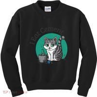 I Eat Cement Cursed Cat Funny Oddly Specific Dank Meme Kids Sweatshirt thumb 0