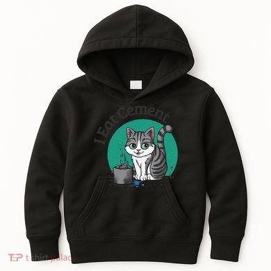 I Eat Cement Cursed Cat Funny Oddly Specific Dank Meme Kids Hoodie