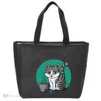 I Eat Cement Cursed Cat Funny Oddly Specific Dank Meme Tote Bag thumb 0
