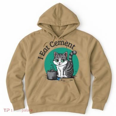 I Eat Cement Cursed Cat Funny Oddly Specific Dank Meme Hoodie
