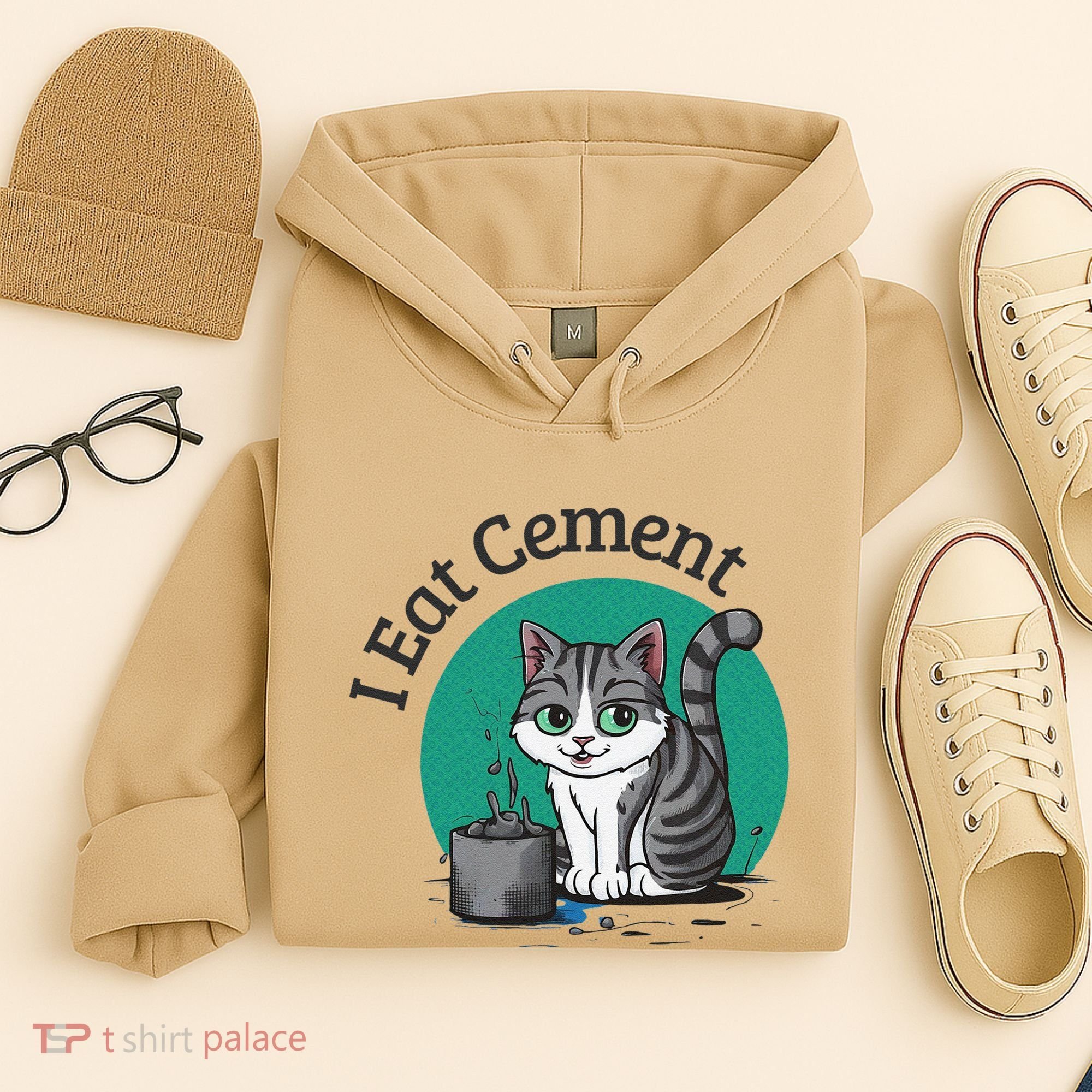 I Eat Cement Cursed Cat Funny Oddly Specific Dank Meme Hoodie