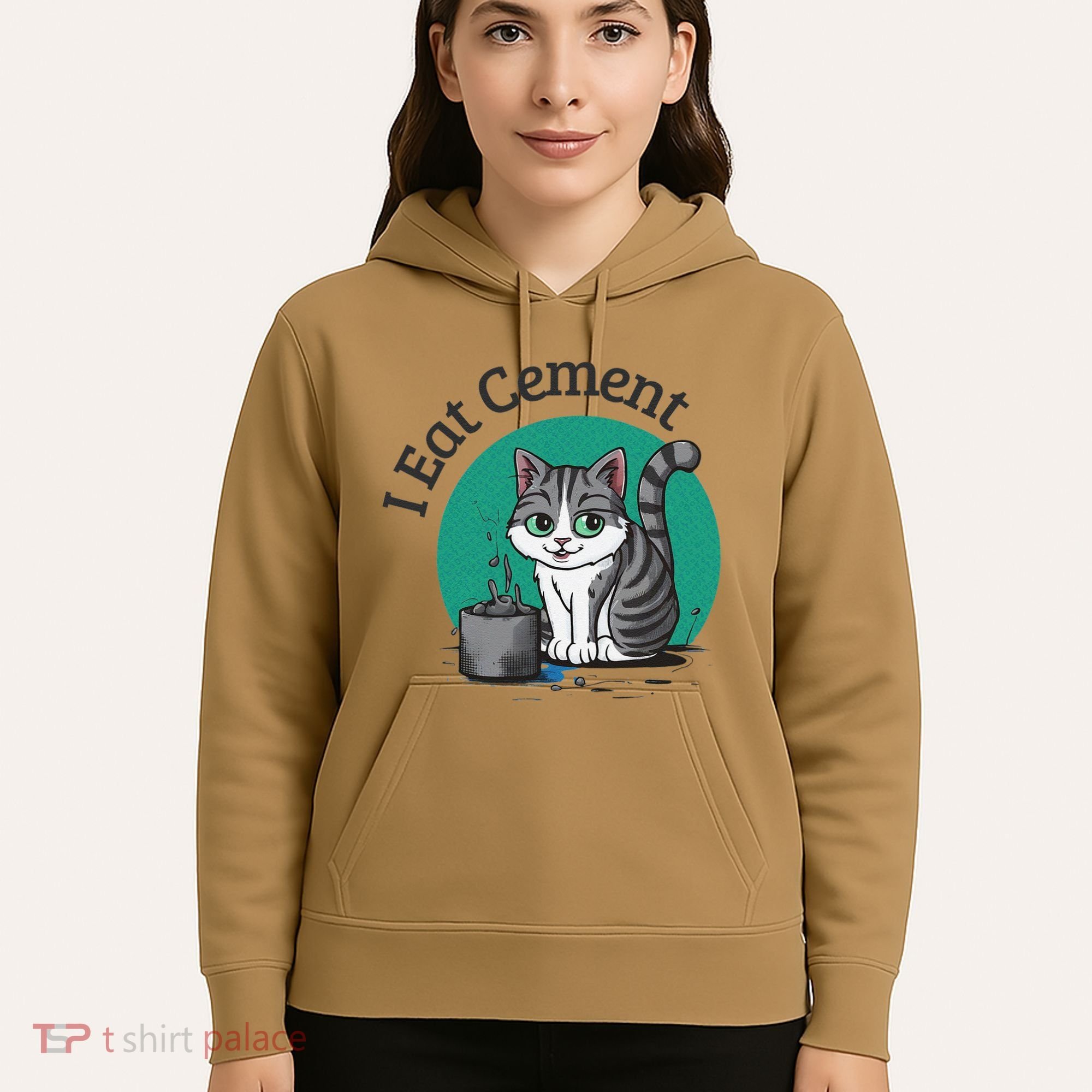 I Eat Cement Cursed Cat Funny Oddly Specific Dank Meme Hoodie