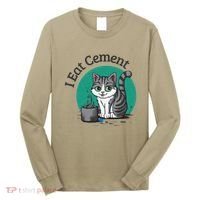 I Eat Cement Cursed Cat Funny Oddly Specific Dank Meme Long Sleeve Shirt thumb 0