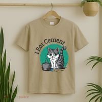 I Eat Cement Cursed Cat Funny Oddly Specific Dank Meme T-Shirt thumb 2