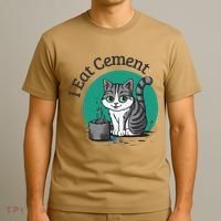 I Eat Cement Cursed Cat Funny Oddly Specific Dank Meme T-Shirt thumb 3