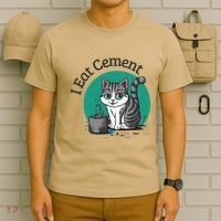 I Eat Cement Cursed Cat Funny Oddly Specific Dank Meme T-Shirt thumb 6