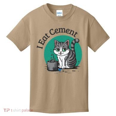 I Eat Cement Cursed Cat Funny Oddly Specific Dank Meme Kids T-Shirt