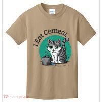I Eat Cement Cursed Cat Funny Oddly Specific Dank Meme Kids T-Shirt thumb 0