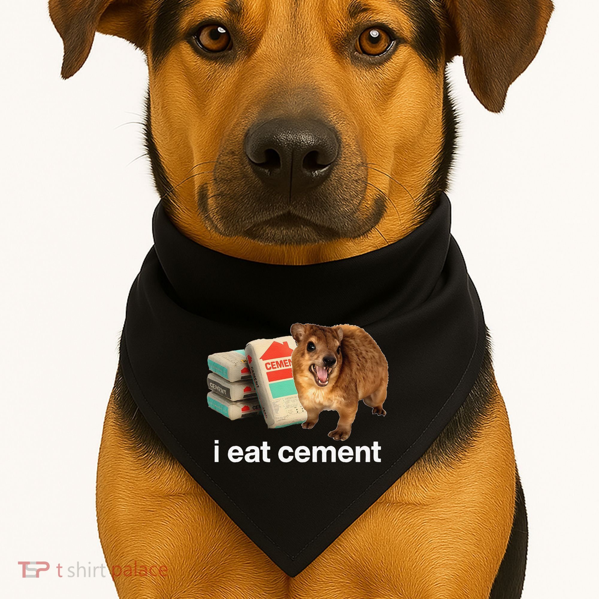 I Eat Cement Cursed Hyrax Funny Oddly Specific Dank Meme USA-Made Doggie Bandana