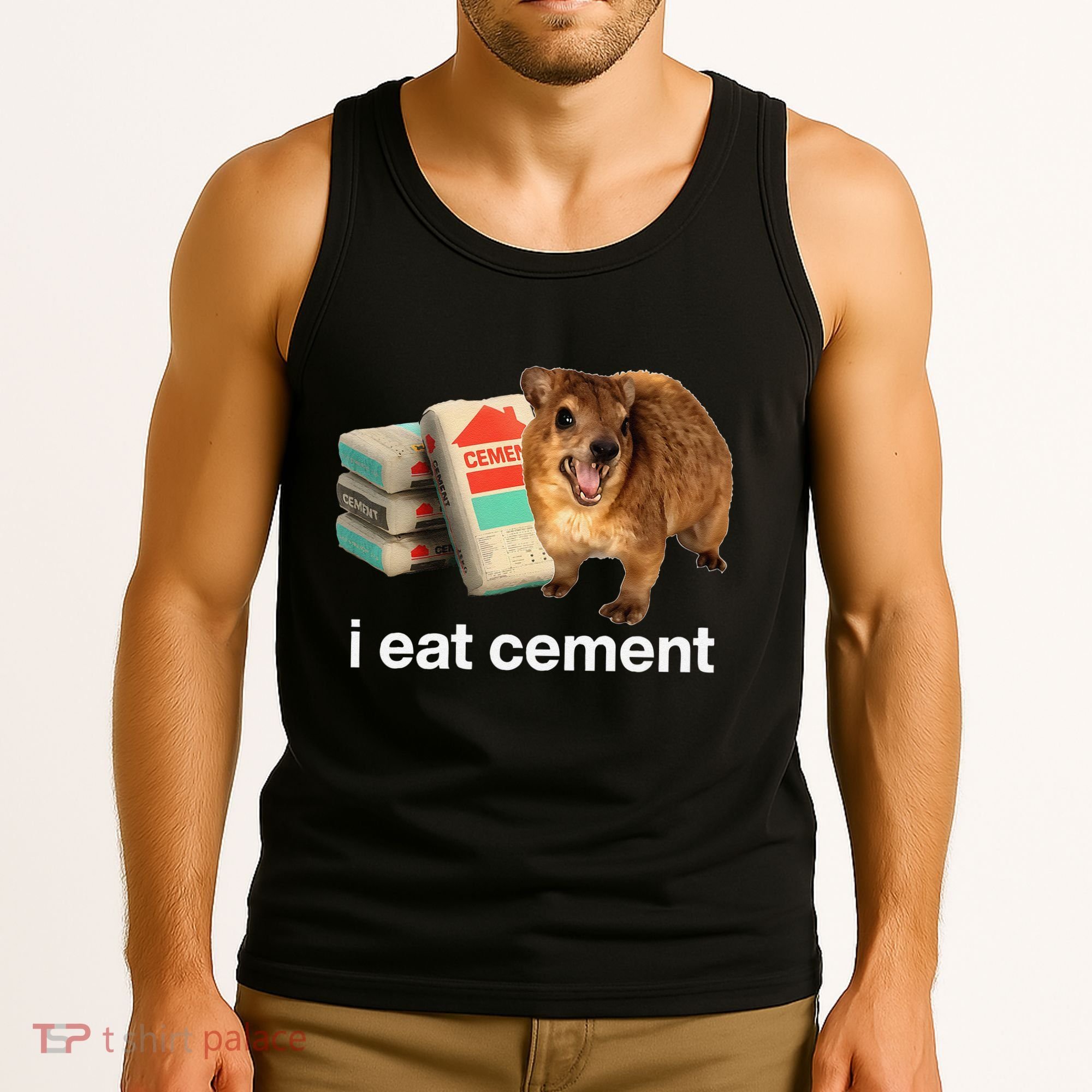 I Eat Cement Cursed Hyrax Funny Oddly Specific Dank Meme Tank Top