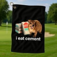 I Eat Cement Cursed Hyrax Funny Oddly Specific Dank Meme Golf Towel thumb 1