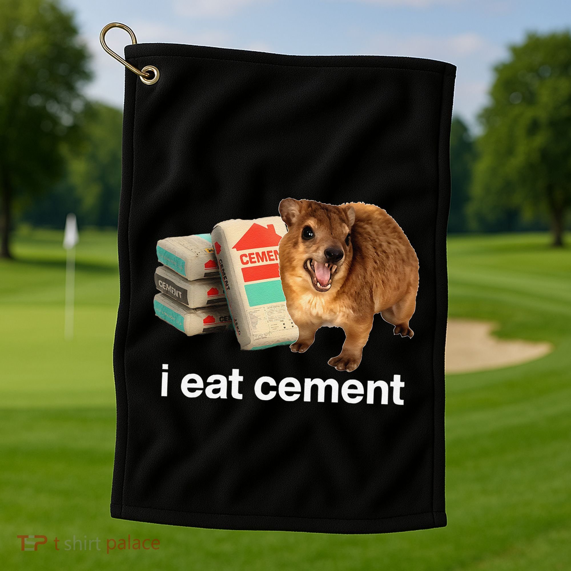 I Eat Cement Cursed Hyrax Funny Oddly Specific Dank Meme Golf Towel