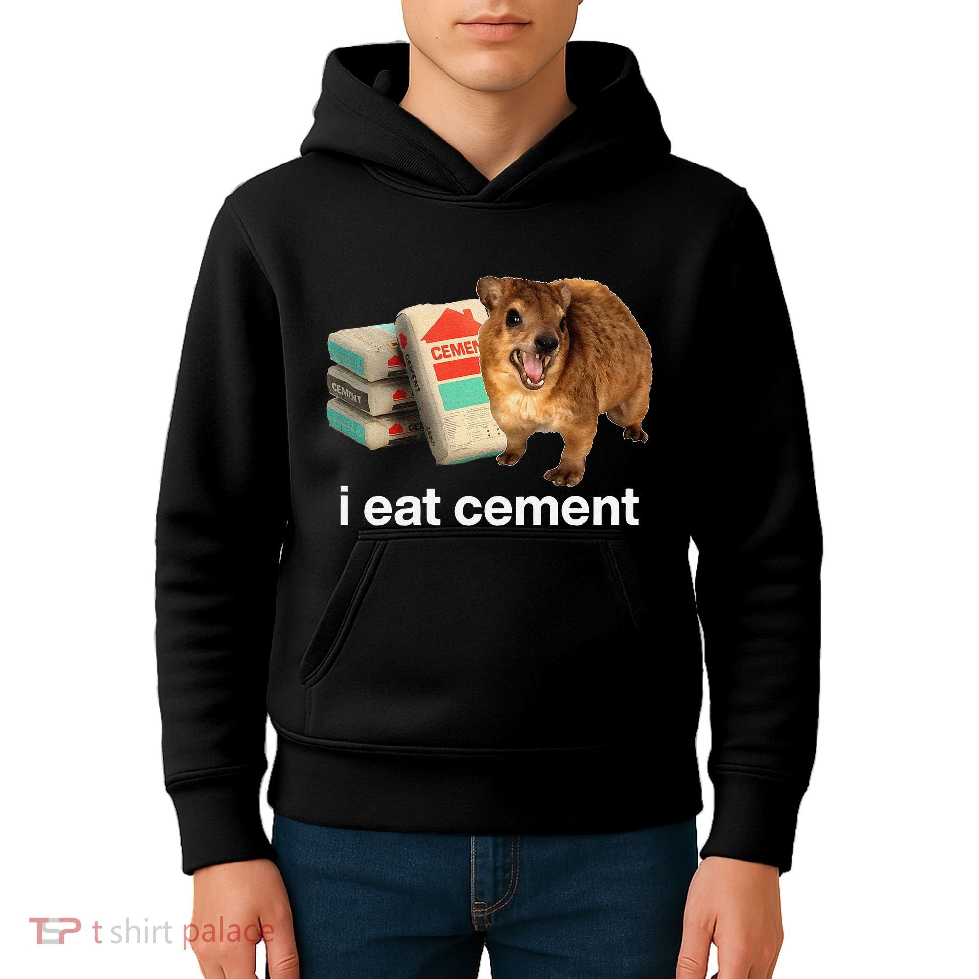 I Eat Cement Cursed Hyrax Funny Oddly Specific Dank Meme Kids Hoodie