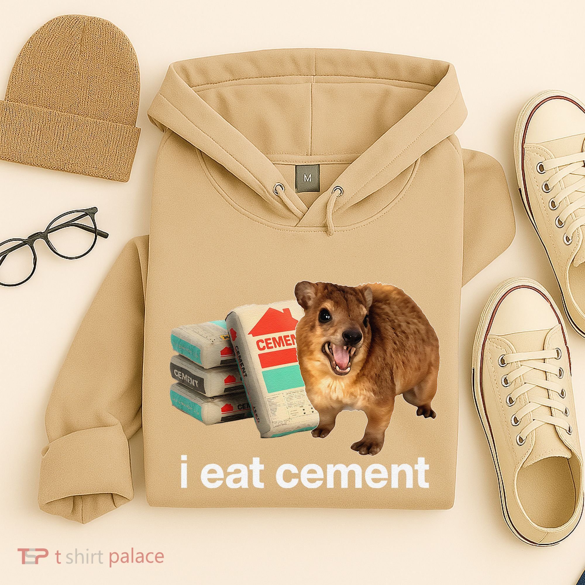 I Eat Cement Cursed Hyrax Funny Oddly Specific Dank Meme Hoodie