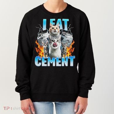 I Eat Cement Cursed Cat Funny Oddly Specific Dank Meme Women's Sweatshirt