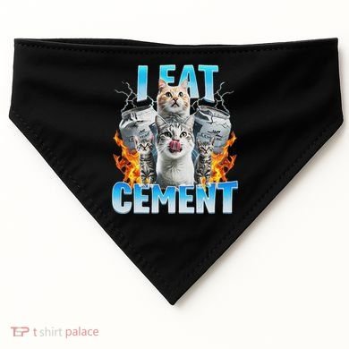 I Eat Cement Cursed Cat Funny Oddly Specific Dank Meme USA-Made Doggie Bandana