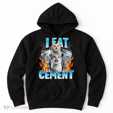 I Eat Cement Cursed Cat Funny Oddly Specific Dank Meme Hoodie