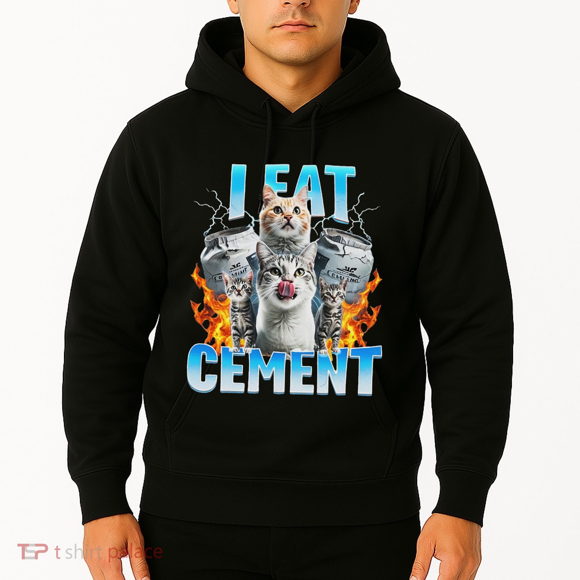 I Eat Cement Cursed Cat Funny Oddly Specific Dank Meme Hoodie