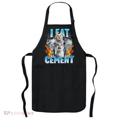 I Eat Cement Cursed Cat Funny Oddly Specific Dank Meme Apron
