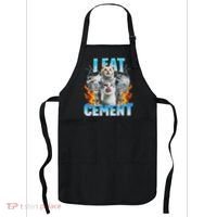 I Eat Cement Cursed Cat Funny Oddly Specific Dank Meme Apron thumb 0