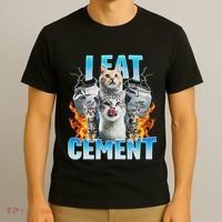 I Eat Cement Cursed Cat Funny Oddly Specific Dank Meme T-Shirt thumb 3