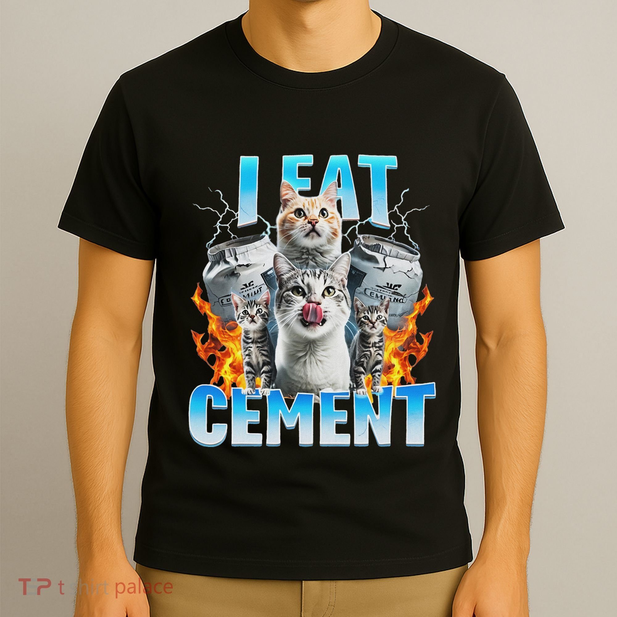 I Eat Cement Cursed Cat Funny Oddly Specific Dank Meme T-Shirt