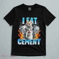 I Eat Cement Cursed Cat Funny Oddly Specific Dank Meme T-Shirt thumb 5