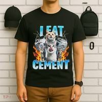 I Eat Cement Cursed Cat Funny Oddly Specific Dank Meme T-Shirt thumb 6