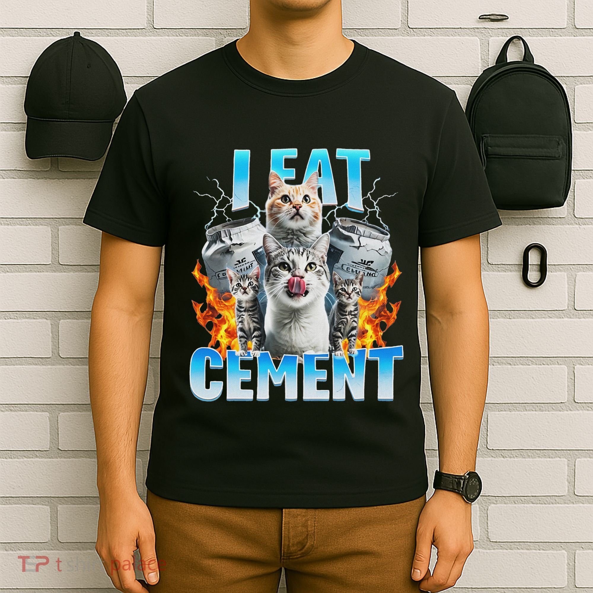 I Eat Cement Cursed Cat Funny Oddly Specific Dank Meme T-Shirt