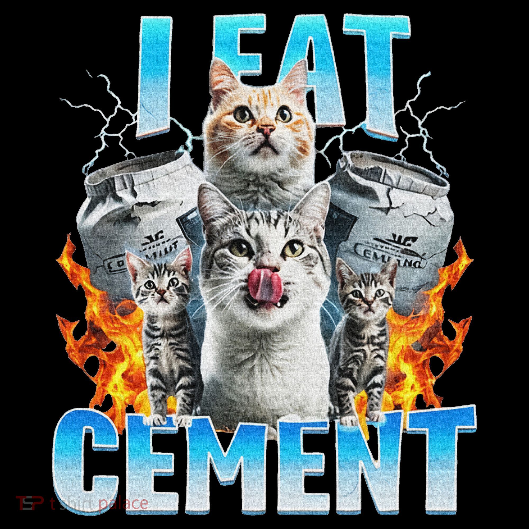 I Eat Cement Cursed Cat Funny Oddly Specific Dank Meme T-Shirt