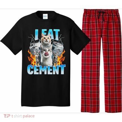 I Eat Cement Cursed Cat Funny Oddly Specific Dank Meme Pajama Set
