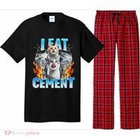 I Eat Cement Cursed Cat Funny Oddly Specific Dank Meme Pajama Set thumb 0