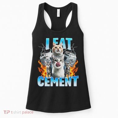 I Eat Cement Cursed Cat Funny Oddly Specific Dank Meme Women's Tank Top