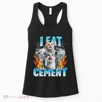 I Eat Cement Cursed Cat Funny Oddly Specific Dank Meme Women's Tank Top thumb 0