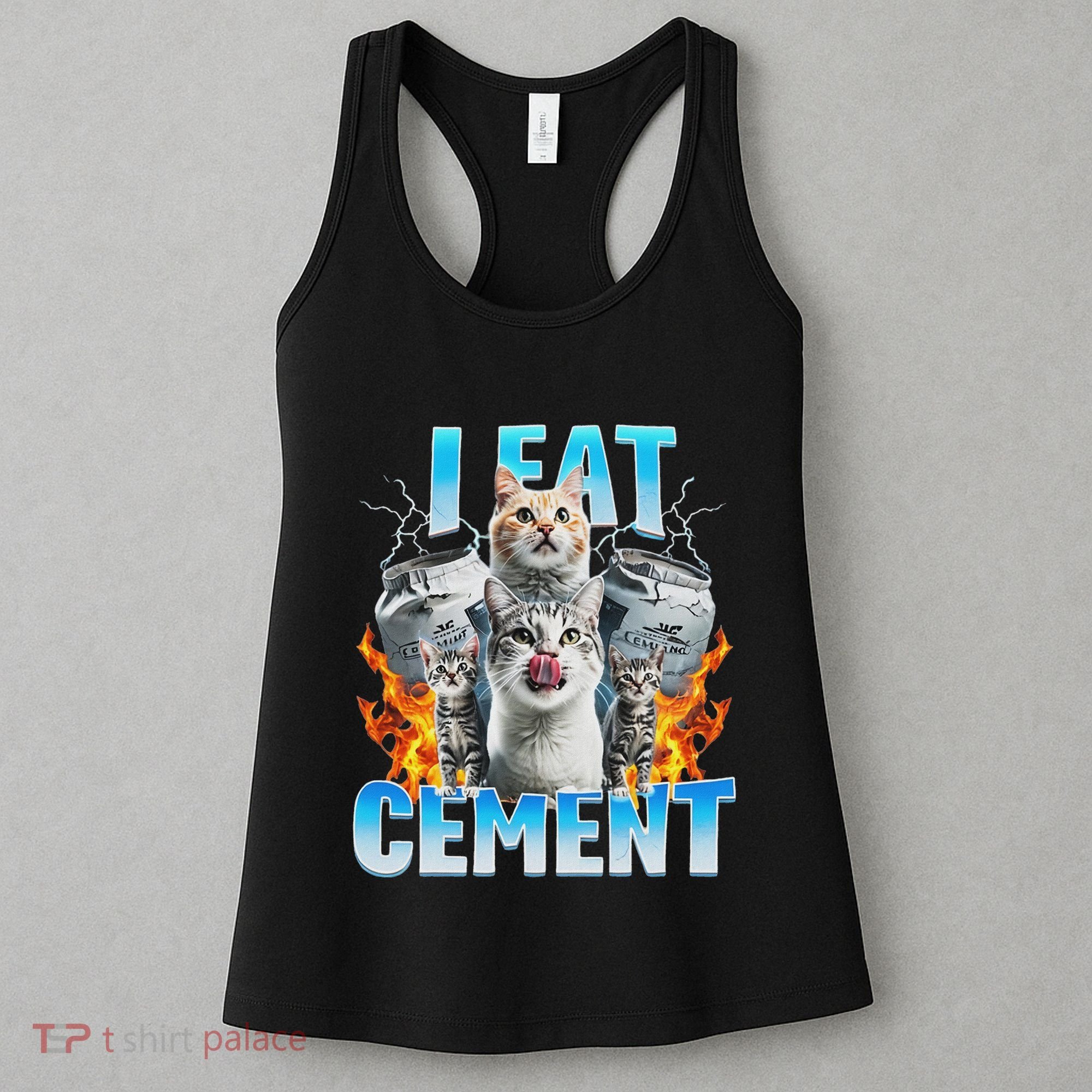 I Eat Cement Cursed Cat Funny Oddly Specific Dank Meme Women's Tank Top