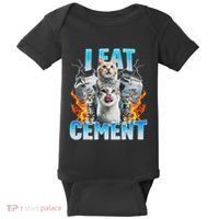 I Eat Cement Cursed Cat Funny Oddly Specific Dank Meme Baby Bodysuit thumb 0