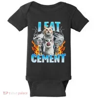 I Eat Cement Cursed Cat Funny Oddly Specific Dank Meme Baby Bodysuit thumb 0