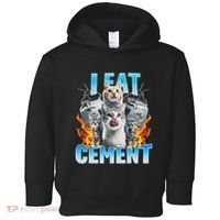 I Eat Cement Cursed Cat Funny Oddly Specific Dank Meme Toddler Hoodie thumb 0