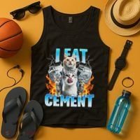 I Eat Cement Cursed Cat Funny Oddly Specific Dank Meme Tank Top thumb 4