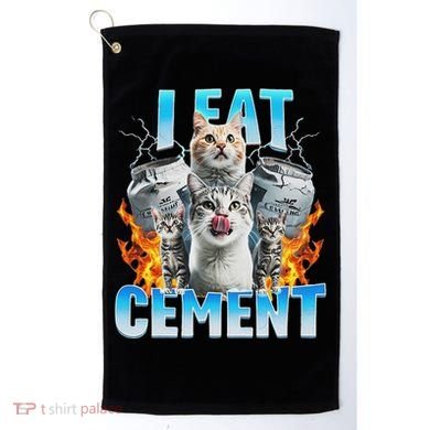 I Eat Cement Cursed Cat Funny Oddly Specific Dank Meme Golf Towel