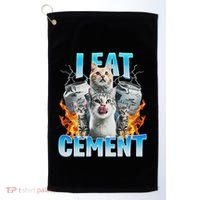 I Eat Cement Cursed Cat Funny Oddly Specific Dank Meme Golf Towel thumb 0