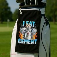I Eat Cement Cursed Cat Funny Oddly Specific Dank Meme Golf Towel thumb 2